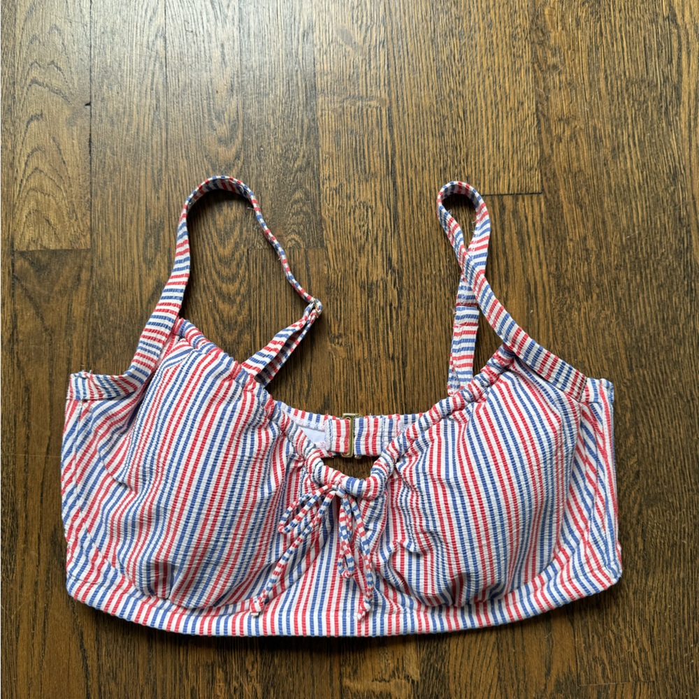 Red white and blue striped underwire bikini top